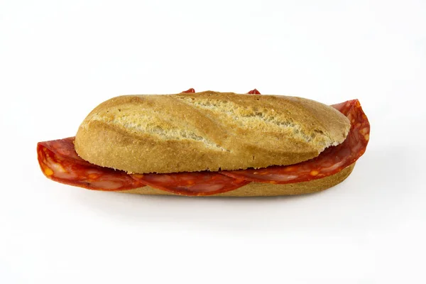 Chorizo Sandwich White Background — Stock Photo, Image