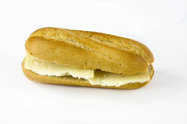 Käse Sandwich Auf Weißem Hintergrund — Stockfoto