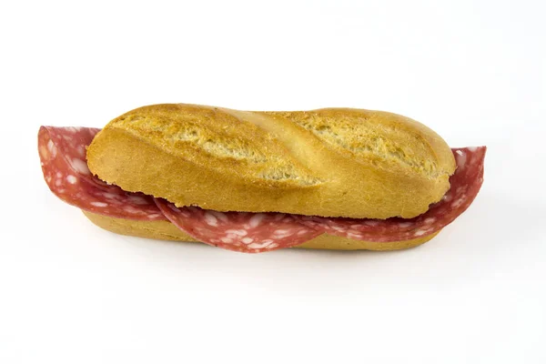 Sandwich Met Worst Witte Achtergrond — Stockfoto