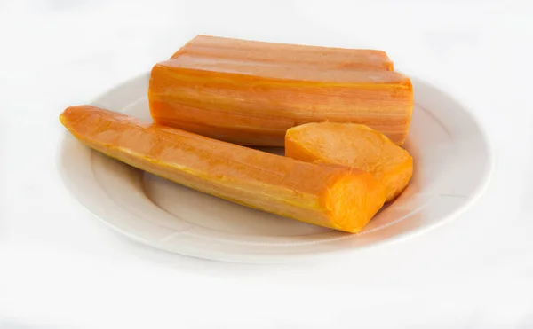 Calabaza Cruda Cortada Trozos Sobre Fondo Blanco — Foto de Stock