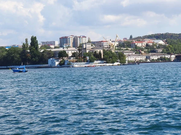 Baía Mar Cidade Sevastopol Mar Negro Barco Recreio — Fotografia de Stock
