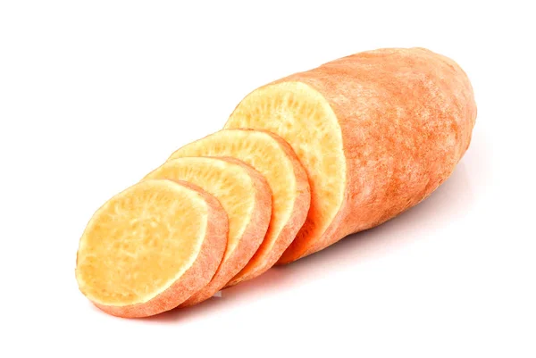 Vegetabiliska Sötpotatis Batat Isolerad Vit Närbild — Stockfoto