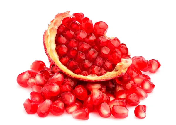 Part Pomegranate Fruit Close White Background Cut Out — Stock Photo, Image