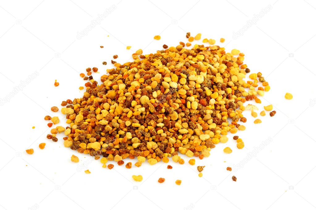 Fresh bee pollen grains isolated.