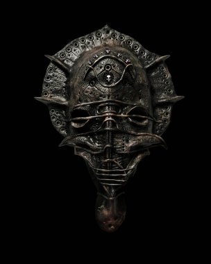  Etnik maske. Siyah arka plan üzerinde izole tatil ritüel ve karnaval için Maske.   