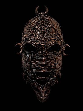 Etnik maske. Siyah arka plan üzerinde izole tatil ritüel ve karnaval için Maske.                              