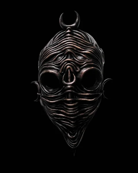Etnische Masker Masker Voor Vakantie Ritueel Carnaval Geïsoleerd Zwarte Achtergrond Stockafbeelding