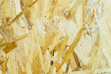 Sıkıştırılmış talaş parçalarıyla bir kontrplak tabakası.