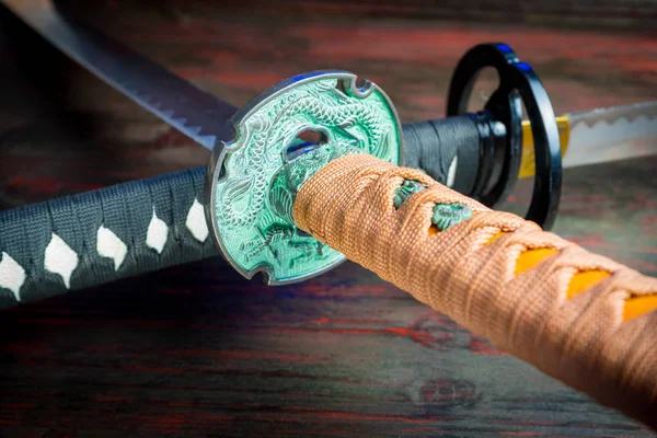 Espada Del Samurai Armas Japonesas Medievales Espada Del Samurai Armas — Foto de Stock