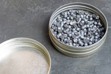 Hava silah için mermi. Fotoğraf madde işaretleri yakın çekim..