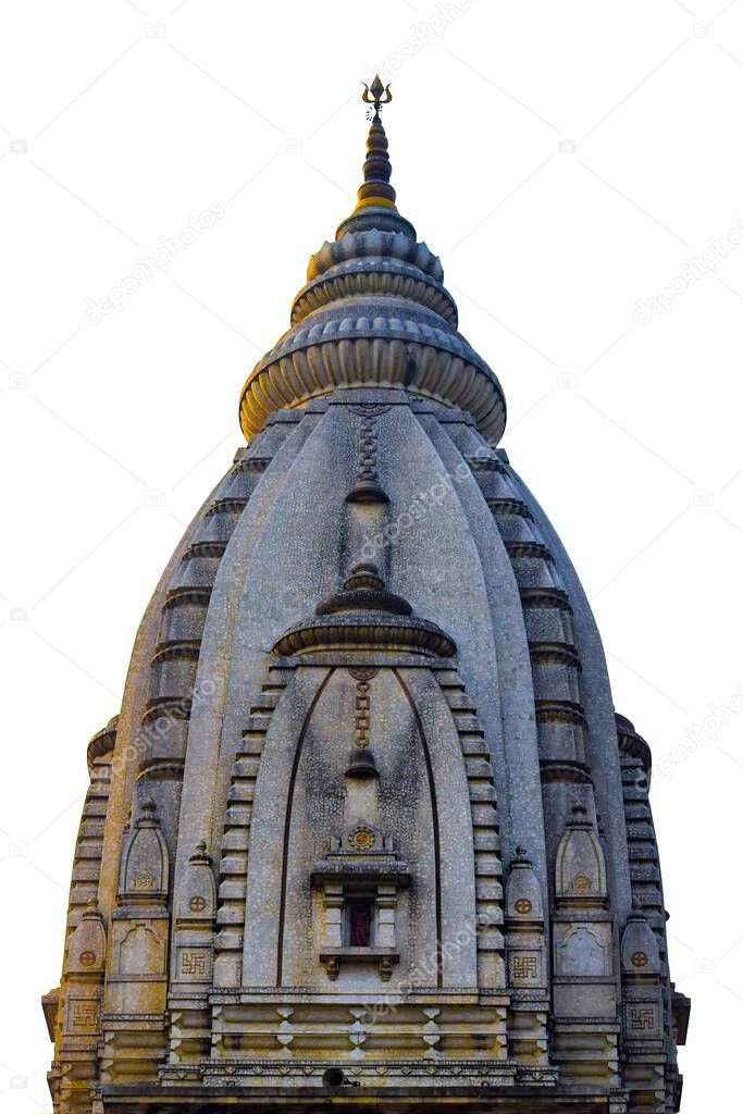 Varanasi Kashi Vishwanath Temple. top of the building. a beautiful capute in the camera