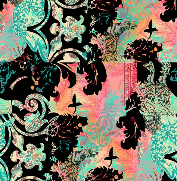 Paisley Floral Pattern Patrones Tela India Ornamentales Sin Costura Fondo — Foto de Stock