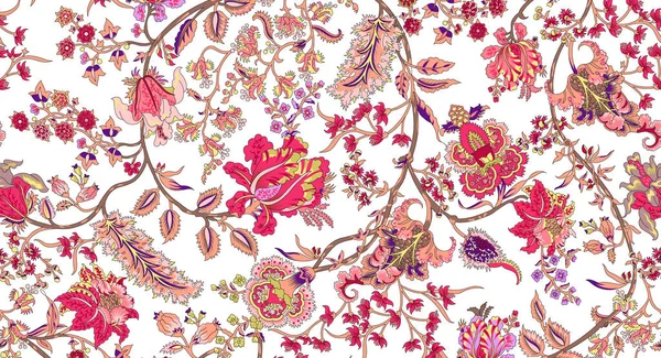Paisley Çiçek deseni. Kusursuz Hint kumaşı desenleri. renkli arkaplan