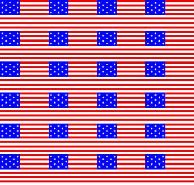 Kusursuz desenli, mavi ve kırmızı çizgili ABD Bayrağı. Posterler, kartpostallar, kumaşlar veya ambalaj kağıtları için uygun desen.