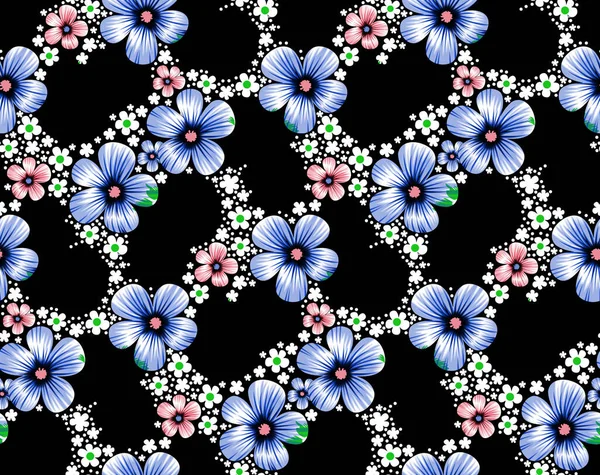 Seamless Pattern Spring Flowers Leaves Hand Drawn Background Floral Pattern — Stock Photo, Image