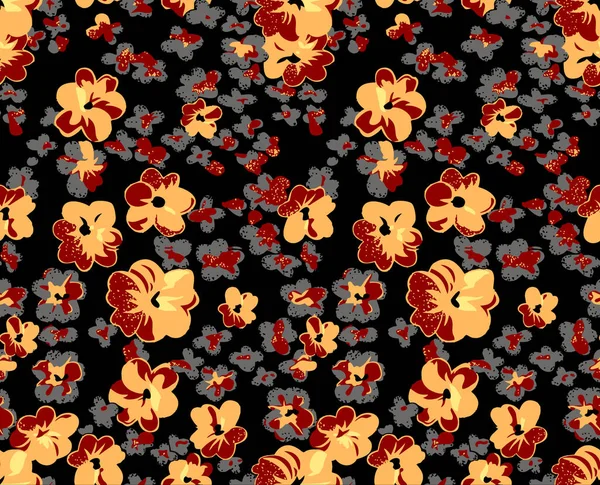 Seamless Pattern Spring Flowers Leaves Hand Drawn Background Floral Pattern — Stock Photo, Image