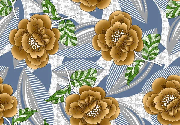 Modello Senza Cuciture Con Fiori Foglie Primaverili Sfondo Disegnato Mano — Foto Stock