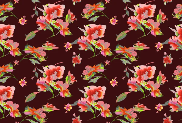 Naadloos Patroon Met Lentebloemen Bladeren Handgetekende Achtergrond Bloemenpatroon Voor Behang — Stockfoto