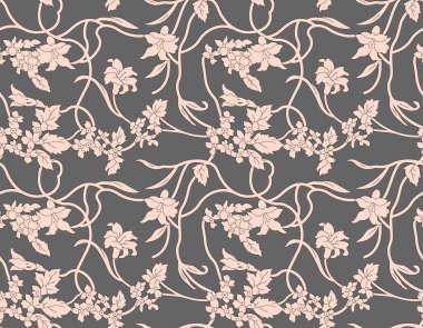 Renkli yaprak çiçekli arkaplan. Moda, kumaş ve açık bej arka plandaki tüm izler için desen..