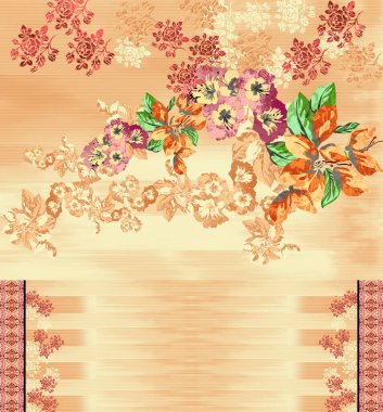 Fotoğraf çiçek desenli resim dijital renkli grafikler şirin illüstrasyon.