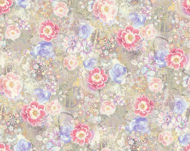 Çiçeksiz desen, doku etkisi. Hint süsü. Vektör dekoratif çiçekler ve Paisley. Etnik tarzda. Tasarım. Modern, moda.