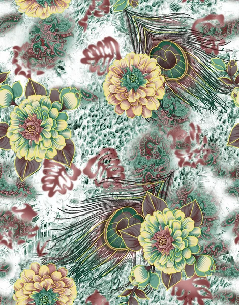 Ornamenatl Paisley Patrón Sin Costuras Efecto Textura Adorno Indio Flores — Foto de Stock