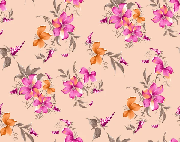 Floral Seamless Pattern Texture Effect Indian Ornament Vector Decorative Flowers — Stock Photo, Image