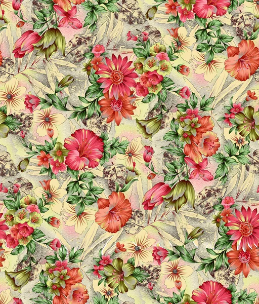 Floral Seamless Pattern Texture Effect Indian Ornament Vector Decorative Flowers — Stock Photo, Image