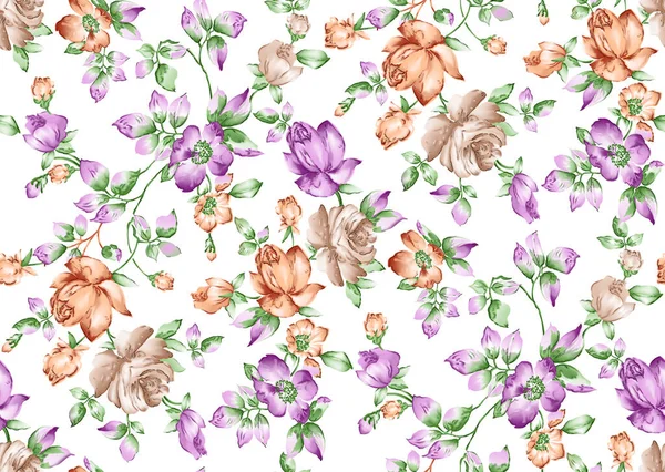 Floral Seamless Pattern Texture Effect Indian Ornament Vector Decorative Flowers — Stock Photo, Image
