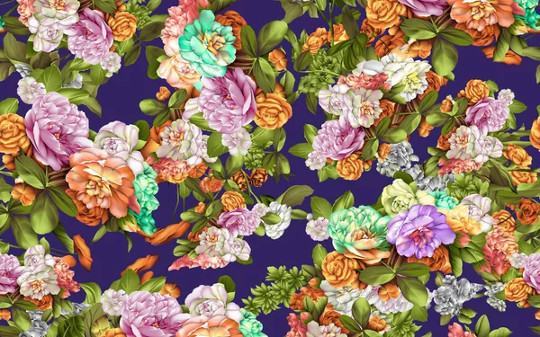 Bloemen Naadloos Patroon Textuur Effect Indiaas Ornament Vector Decoratieve Bloemen — Stockfoto