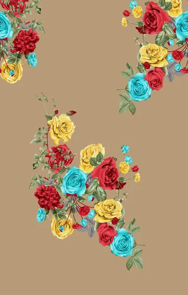 Patrón Sin Costura Floral Efecto Textura Adorno Indio Flores Decorativas Imagen De Stock