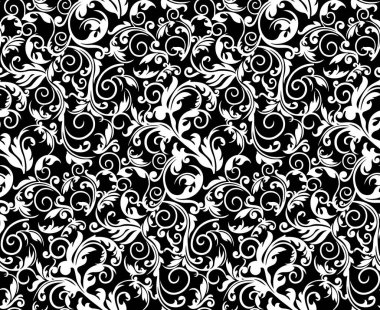 Damask süslemesiz desen. Eski, renkli, ışıltılı bir arka plan. Antika barok Viktorya tarzı lüks süs. Güzel çiçekler, yapraklar. Duvar kağıtları ve kumaş için dekoratif tasarım