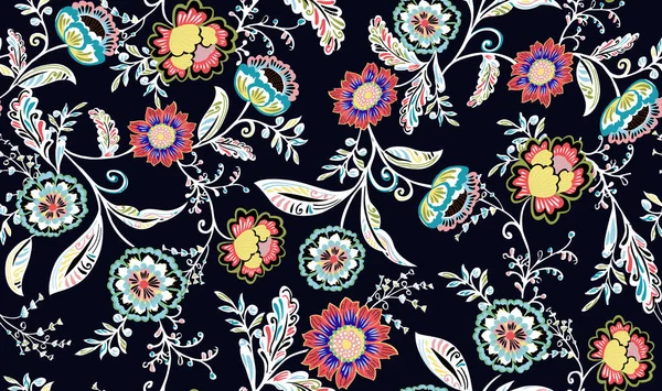 Ornamenatl Paisley Sömlöst Mönster Textur Effekt Indisk Prydnad Dekorativa Blommor Stockbild