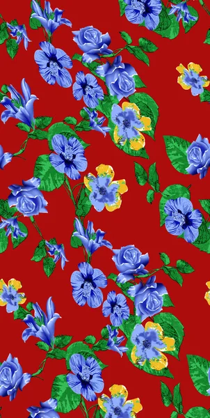 Цветочный Бесшовный Узор Эффект Текстуры Индийский Орнамент Векторные Декоративные Цветы — стоковое фото