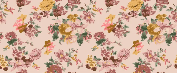 Virágos Zökkenőmentes Minta Textúra Hatás Indiai Dísz Vektor Dekoratív Virágok — Stock Fotó