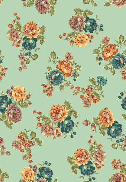 Květinové Bezešvé Vzory Textura Efekt Indická Ozdoba Vektorové Dekorativní Květiny — Stock fotografie