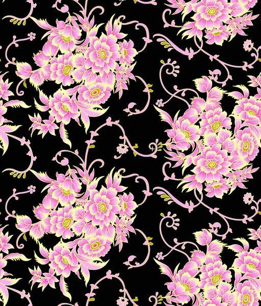 flower design for fashion: exotic leaves and flowers in neon light. Seamless pattern. Watercolor