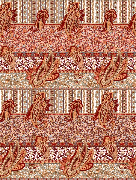 Ornamenatl Paisley Bezszwowy Wzór Efekt Tekstury Indyjska Ozdoba Dekoracyjne Kwiaty — Zdjęcie stockowe