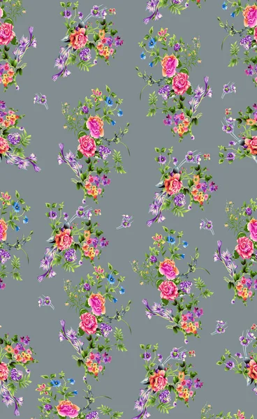 Blommigt Sömlöst Mönster Textureffekt Indisk Prydnad Vektor Dekorativa Blommor Och — Stockfoto