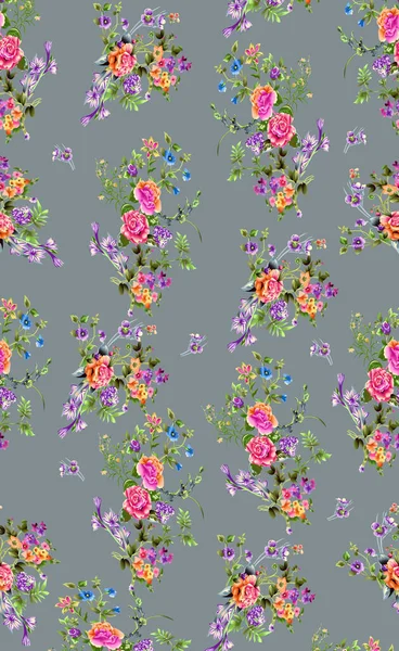 Floral Seamless Pattern Texture Effect Indian Ornament Vector Decorative Flowers — Stock Photo, Image