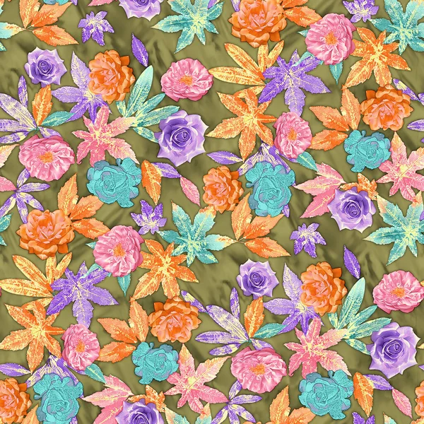 Floral Seamless Pattern Texture Effect Indian Ornament Vector Decorative Flowers — Stock Photo, Image