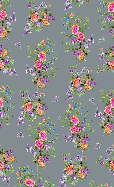 Blommigt Sömlöst Mönster Textureffekt Indisk Prydnad Vektor Dekorativa Blommor Och Royaltyfria Stockbilder