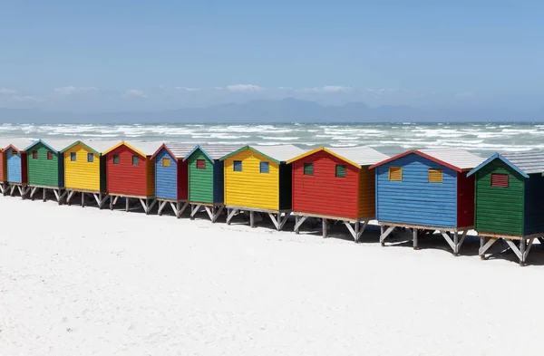 Kleurrijke Strand Hutten Strand — Stockfoto