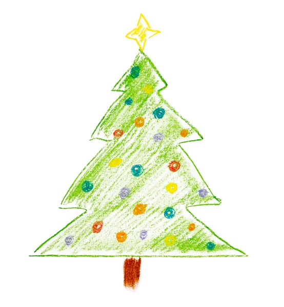 Bir Noel Ağacı Tebeşir Çizim
