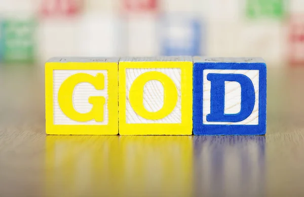 Bóg Wpisany Alfabet Bloki Budowlane — Zdjęcie stockowe