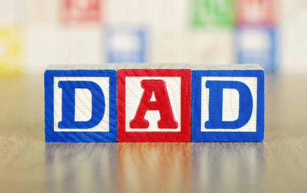 Dad Spelled Out Alphabet Building Blocks — Stock Photo, Image