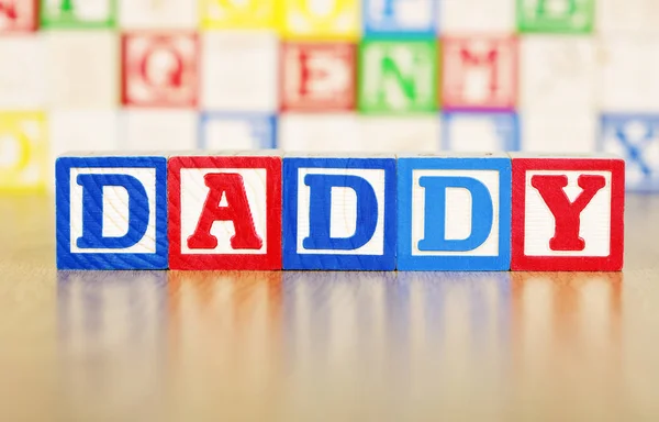 Daddy Spelled Out Alphabet Building Blocks — Stock Photo, Image