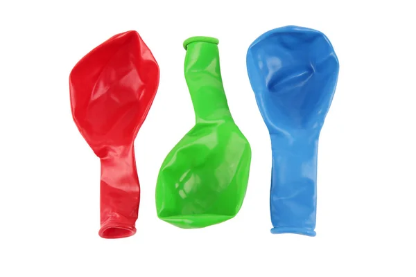 Red Green Blue Deflated Balloons Cutout — Stock Photo, Image