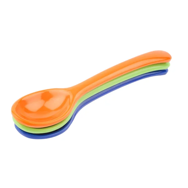 Stack Colorful Plastic Spoons Cutout — Stock Photo, Image