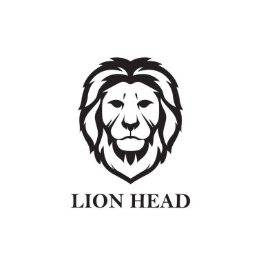 Kızgın siyah ve beyaz Logo, işareti, vektör tasarımı aslan baş